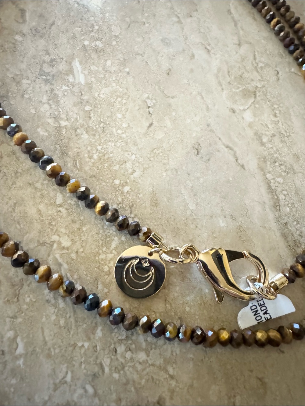 Jane Win Double Wrap Diamond Cut Beaded Necklace in Tigers Eye - Picture 9 of 11